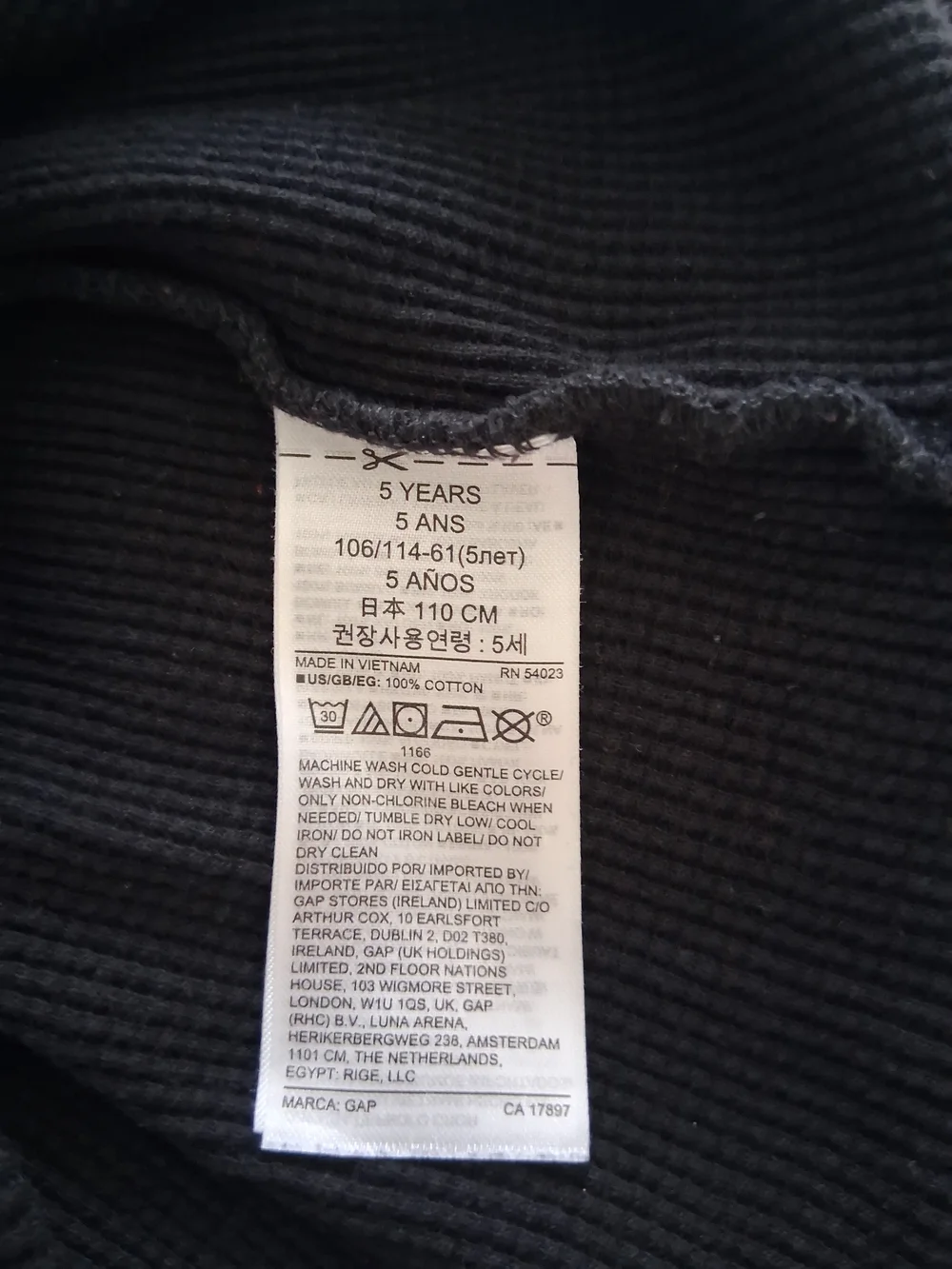 GAP Baby Waffle Knit Long Sleeve Crewneck Lot Of 2 Black & White Size 5